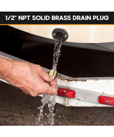 2 Pack 1/2 Inch NPT Solid Brass Boat Drain Plugs - Garboard Drain Plug for Most Boat Hulls - Buy Online on GoSupps.com