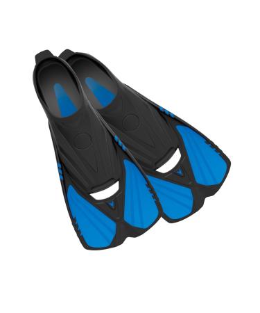 Deep Blue Gear Aqualine Short Fins for Snorkeling, Swimming, and Diving Size 13-14 Blue