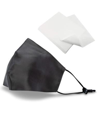 Silkist unisex mouth protection mask 100% silk 3-layer oral and nose protection adjustable ear loops & nose bracket reusable breathable & skin-friendly- cooling in summer anthracite