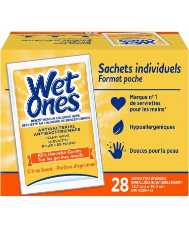 Wet Ones Antibacterial Hand Wipes Citrus Scent 28 Individually Wrapped Wet Wipes Scent 28 count (Pack of 1) Wipes - Buy Online on GoSupps.com