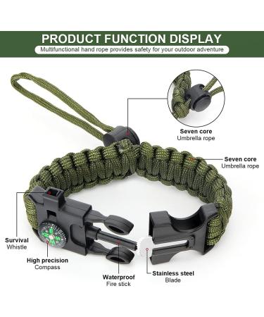 CEUAO 4-Set Survival Bracelet - 5 in 1 Outdoor Survival Kit for Men | Paracord Survival Bracelet with Pipe Flint & Compass | Perfect for Outdoor Activities - Buy Online on GoSupps.com