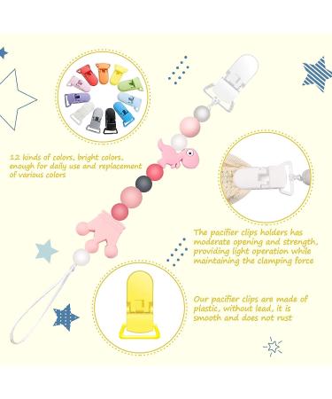 60-Count Plastic Pacifier Clips for DIY Baby Teething Toys - 12 Colors - Buy Online on GoSupps.com