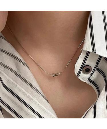 Oralgos Hip Hop Bow Loop Collarbone Chain Necklace - Adjustable Copper Bowknot Shape Jewelry for Daily Wear - Buy Online on GoSupps.com