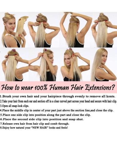 Real Remy Human Hair Extensions - 8pcs Clip-In 18 Clips 105g 50cm (#70 White Bleach) - Premium Quality International Shipping - Buy Online on GoSupps.com