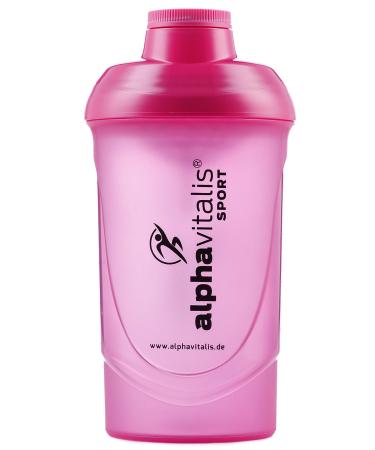 Alphavitalis protein protein Shaker 600 ml |Sport Fitness Bodybuilding |BPA free |leak -proof |Screw closure and sieve for creamy shakes |Pink