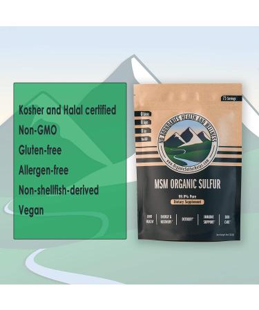 MSM Organic Sulfur Crystals - 99.9% Pure, All-Natural Supplement by No Boundaries Health | Joint Pain, Allergy Relief, Skin & Hair Health - 8oz Pack - Buy Online on GoSupps.com