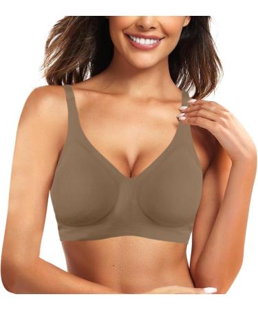 2024 AI Women s Seamless Sports Bra - Front Side Buckle Lace Edge No Steel Ring - Yoga & Sleep Compression Bra - Coffee XL - Buy Online on GoSupps.com