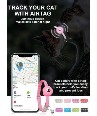 Airtag Cat Neck Band | Reflective Kitten Collar with Holder & Bell | Luminous Pink Tracker for Young Cats - Buy Online on GoSupps.com