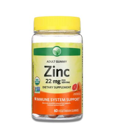 KP+ Zinc | Zinc 22 mg Adult Gummy | Immune System Support | Essential Mineral for Health | Grapefruit Flavor | 60 Vegetarian Gummies | Pack of 1