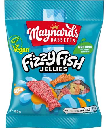 Maynards Bassetts Fizzy Fish Soft Jellies Sweets - 130g Bag - Buy Online on GoSupps.com