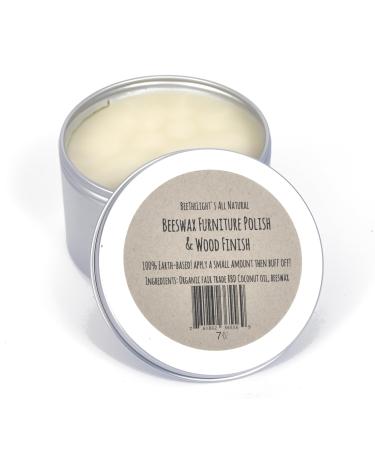 All Natural Beeswax Furniture Polish - Organic Coconut Oil and Pure Bees Wax Food Safe Wood Finish and Conditioner for Butcher Blocks Surfaces or any Hardwoods 7 ounces by BeeTheLight