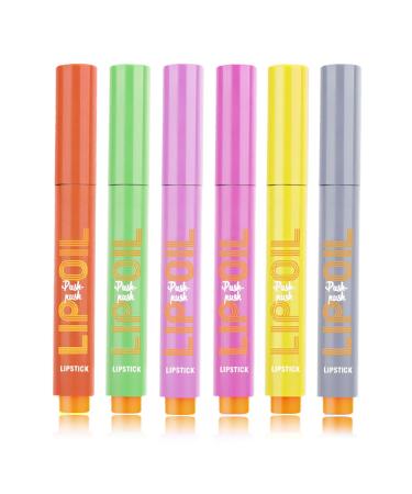 Idezek Lip Gloss Pen, Plumping Lip Gloss Set,Solid Moisturizing Lip Gloss Click Lipstick - Long Lasting Moisturizing Lip Gloss Pen, High Gloss,