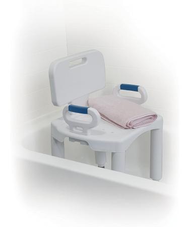 Drive Medical RTL12505 Handicap Bathroom Bench with Back and Arms - White - Buy Online on GoSupps.com