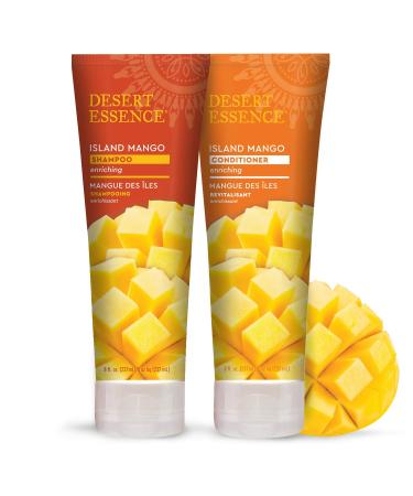 Desert Essence Island Mango Shampoo & Conditioner Bundle - 8 Fl Ounce - Enriching - Shea Butter - Jojoba Oil - Smooth & Silky - Soft & Healthy