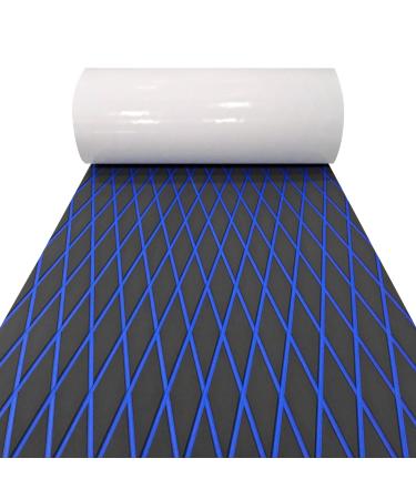 LSS laidi Boat Flooring Eva Foam Decking Marine Non-Slip Self-Adhesive Flooring for Motorboat Fishing Boat RV Yacht Kayak Swimming Pool 86.6"X37.4" Dark Grey and Blue Rhombus Seamlines