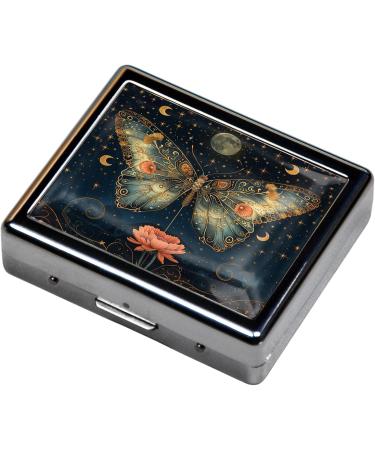Chromed Shiny Silver 7-Day Pill Organizer with Mirror 8 Compartments | Cute Metal Pill Box for Travel & Home Butterfly Design - Buy Online on GoSupps.com