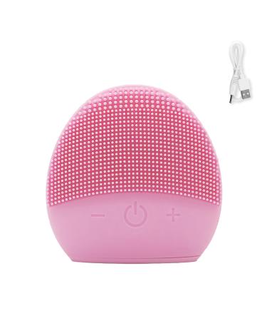 Silicone Face Cleansing Brush Waterproof USB Rechargeable Timer and Extra Soft Silicone for Nail Polish and Face Scrub Anti-Ageing Waterproof Face Cleanser (Pink)