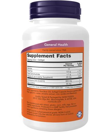 Now Foods CoQ10 600 mg - 60 Softgels | Antioxidant Support & Energy Booster - Buy Online on GoSupps.com