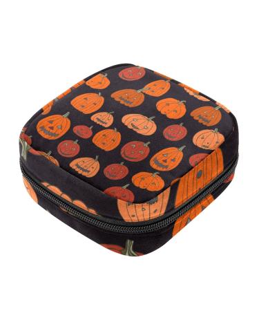 Guantierendiy Halloween Pumpkin Sanitary Napkin Storage Bag Large Capacity Menstrual Cup Pouch Girls Travel Portable Small Makeup Sanitary Pads Organizer Color 4