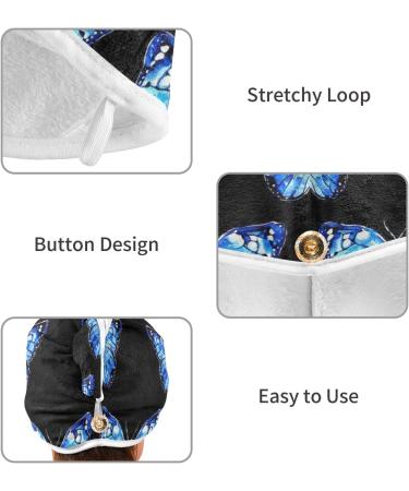 Blue Butterfly Hair Towel 2 Pack | Super Absorbent Quick Dry Hair Turbans for Women & Girls - Buy Online on GoSupps.com