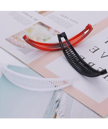 Sibba 6 Pieces Banana Hair Clip Banana Clips Grip Combs Fishtail Hair Clips Ponytail Banana Clip hair Accessory for Women Girls Style A(Black&Brown&White) - Buy Online on GoSupps.com