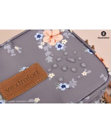 Small Gray Makeup Bag with Brush Organizer - Waterproof Cosmetic Bag for Purse Travel - Women's Toiletry Bag with Detachable Handle - Buy Online on GoSupps.com