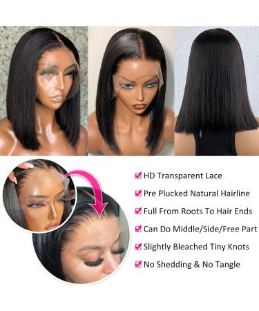 Flady 13x4 HD Frontal Lace Bob Wig 12 inch- 150% Density Human Hair for Black Women - Buy Online on GoSupps.com