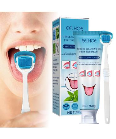 Tongue cleaning gel with a brush tongue cleaner set tongue scraper for bad breath oral care bad breath fresh breath tongue covering cleaning treatment of bad breath for adults