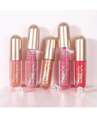 Skynest Derol Lip Plumper Gloss Set - 5pcs Tinted Lip Gloss with Glitter | Lip Care Serum for Moisturizing and Reducing Fine Lines - Buy Online on GoSupps.com