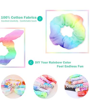 Venust White Hair Tie Scrunchie - 20 Pcs DIY Cotton Loop Hair Accessories for Girls & Women | Perfect for Batik Tie Dye & Party Activities - Buy Online on GoSupps.com
