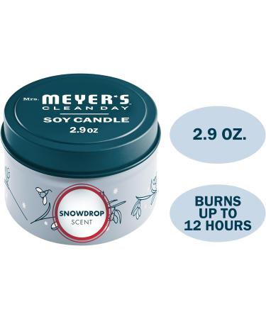 MRS. MEYER'S CLEAN DAY Snowdrop Soy Tin Candle - 12 Hour Burn Essential Oils Eco-Friendly 2.9 oz - International Shipping Available - Buy Online on GoSupps.com