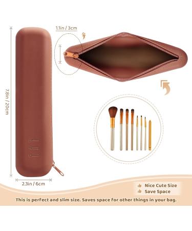 GOLIKEE Travel Makeup Brush Holder - Portable Silicone Cosmetic Bag Case with Zipper, No Fall Out Brushes, Soft & Compact Organizer for Brown - Buy Online on GoSupps.com