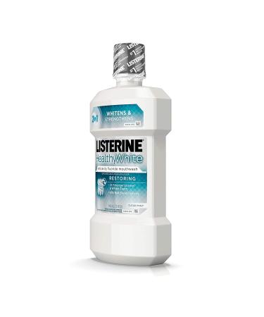 Listerine Healthy White Restoring Fluoride Mouth Rinse 32 fl. oz - Teeth Whitening & Enamel Restoration Mouthwash - Buy Online on GoSupps.com