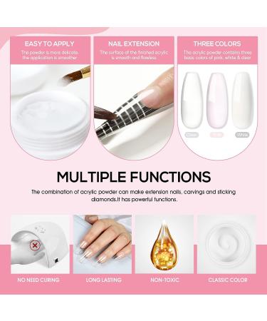 Complete Acrylic Nail Kit for Beginners with UV Light, Drill, 45pc Powder Set, 60pc Glitter Decorations - Professional Nail Supplies for Women | RJ0333 - Buy Online on GoSupps.com