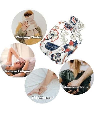 NAANLE Hot Water Bottle with Cover - Ethnic Paisley Flower Design 1L Transparent Water Bottle for Back Pain Relief & Hand/Foot Warmers | Hot & Cold Therapy - Buy Online on GoSupps.com