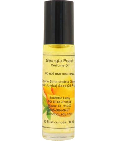 Georgia Peach Perfume Oil  0.3 Oz Portable Roll-On Fragrance with Long-Lasting Scent  Delightful Essential Oils and Jojoba Oil For Daily Use Small