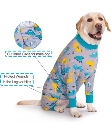 YeaPeeto One-Divider Pajamas for Dogs | Relaxation Allergy & Wound Protection | Cone Alternative for Large & Medium Dog Breeds (4XL Dinosaurs) - Buy Online on GoSupps.com