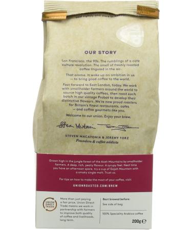  Union Hand-Roasted Union Gajah Mountain Sumatra Hand Roasted Whole Grain Coffee 200g - Buy Online on GoSupps.com