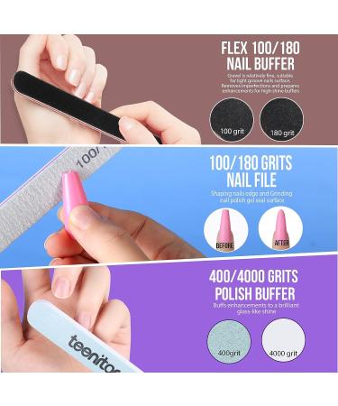 Teenitor Nail Files and Buffer Set with Cuticle Remover Kit - Includes Cuticle Oil, Pusher, Peeler, Brush, and Manicure Tools - Buy Online on GoSupps.com