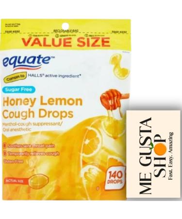 Cough Drops Sugar Free Honey Lemon Equate 140 Count (Pack of 01) Dietary Supplement + me Gusta Sticker
