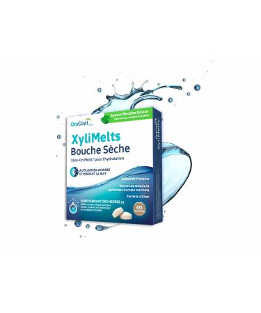 Xyliments - 40 liable tablets against dry mouth and tooth decay - mint - discreet and usable during day & night against dry mouth when waking up - vegan mint 40 pastilles (1 Boite)