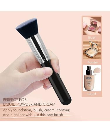 Raffaello Flat Top Kabuki Foundation Brush - Premium Makeup Tool for Liquid, Cream, and Powder - Buffing, Blending, Flawless Face Application - Black - Buy Online on GoSupps.com