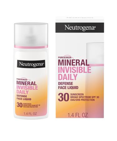 Neutrogena Purescreen+ Invisible Daily Defense Mineral Sunscreen for Face with SPF 30 Broad Spectrum Mineral Sunscreen with Vitamin E Water Resistant Fragrance-Free 1.4 fl. oz