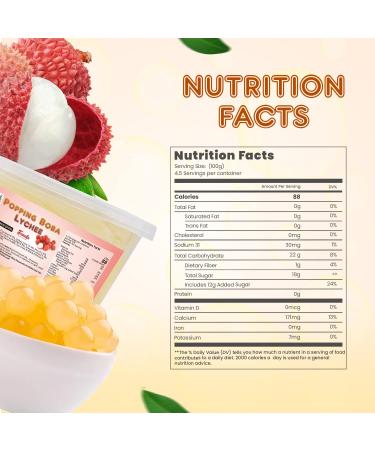 Fanale Lychee Popping Boba 100% Fat Free Vegan Non-GMO & Gluten Free Bursting Boba Pearls Flavored Pearls for Bubble Tea Shakes Desserts & Smoothie Popping Boba Pearls 1 Pound (Pack of 1) Lychee 1 Pound (Pack of 1) - Buy Online on GoSupps.com