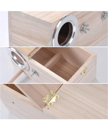 Budgie Nesting Box: Natural Wood Breeding House with Stainless Steel Feeding Spoon for Lovebirds, Budgies, Finch - Aviary Cage Bird Nests for Mating - Buy Online on GoSupps.com