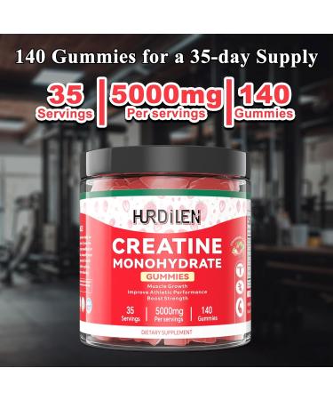 140 Count Creatine Monohydrate Gummies 5000mg Creatine Monohydrate No Sugar Gummies for Women & Men with L-Taurine Vitamin B12 for Muscle Strength Muscle Recovery Glute Builder Energy Boost - Buy Online on GoSupps.com
