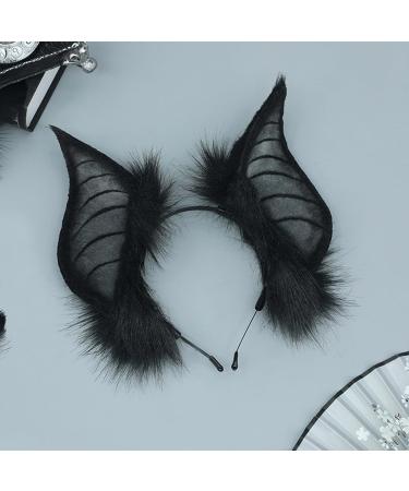 jojobasec Cats Bat Fauxs Furs Ears Headbands Cute Halloween Fancy Dress Cosplays Costume Handmade Animal Furry Ears Hair Hoop Women - Buy Online on GoSupps.com