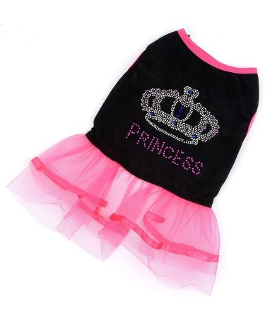 Ranphy Rhinestone Princess Dog Dress - Lace Tutu Vest Skirt for Small Dogs & Cats - Stylish Girl Clothes in Pink & Black - Buy Online on GoSupps.com
