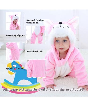 Doladola Unisex Baby Hooded Pink Husky Romper 12-18 Months | Cute Cartoon Animal Jumpsuit for Toddlers | Infant's Pajama Outfit - Buy Online on GoSupps.com