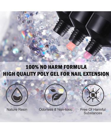 5Pcs Poly Gel Nail Kit - Soft Pink Builder Gel for Nails Extension - Durable 20ML Poly Nail Liquid - DIY Manicure Gel Kit for Beginners - Buy Online on GoSupps.com